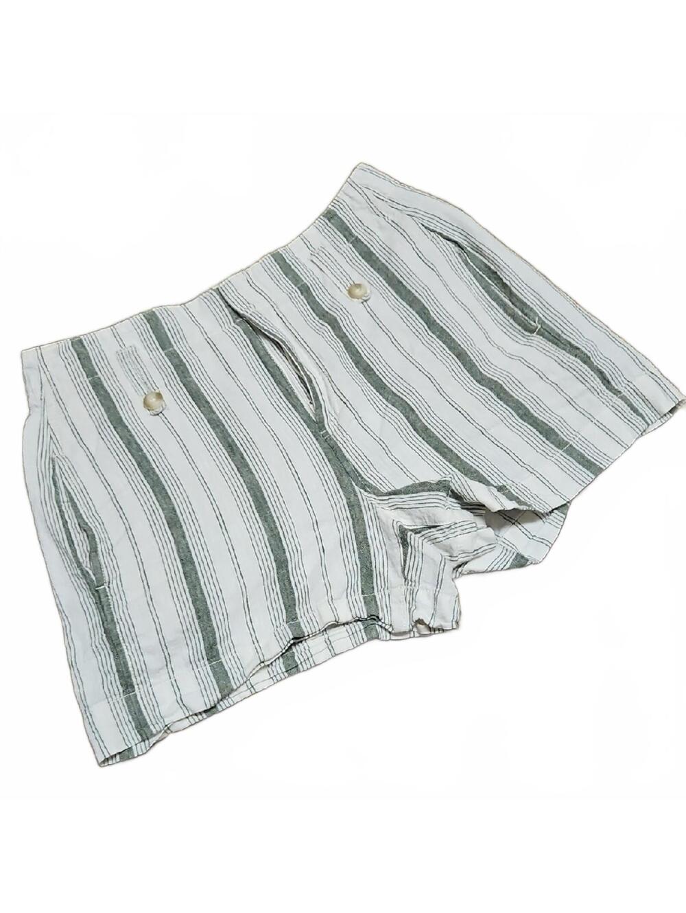 Anthropologie | Green and White Striped Shorts | 6